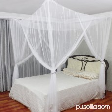 Four Corner Post Elegant Mosquito Net Bed Canopy Set, White, Full/Queen/King Size, Bed Mosquito Netting Canopy With Hooks